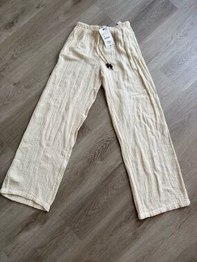 Zara Lightweight Cream Drawstring Pants